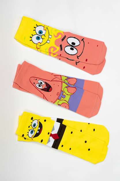Pack x3 Medias Bob Esponja y Patricio