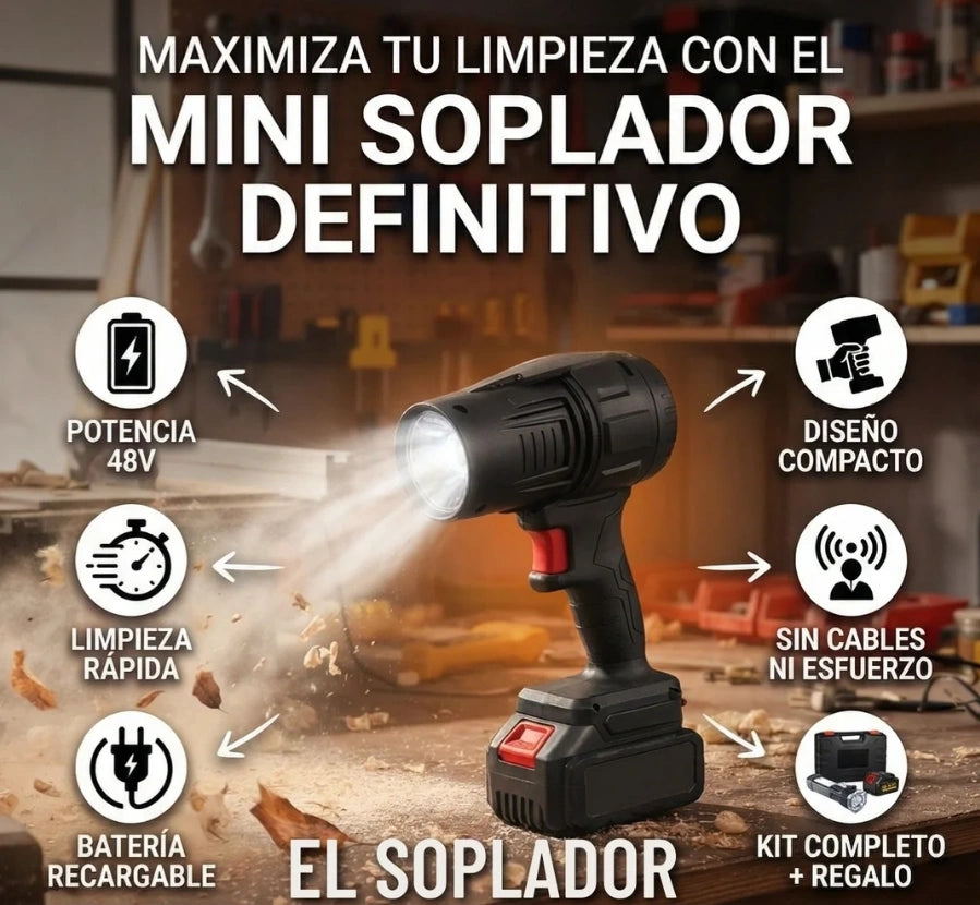 TURBODRY® SOPLADOR INALÁMBRICO (lleva gratis 2 baterías recargables y Estuché protector)  + ENVÍO GRATIS