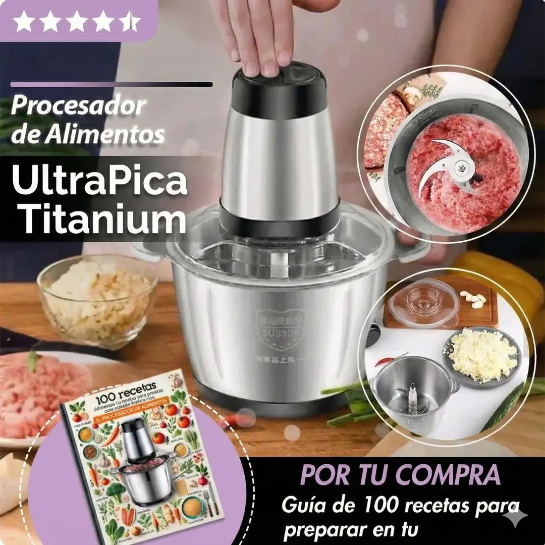 Procesador de alimentos UltraPica Titanium y Recetario Gratis