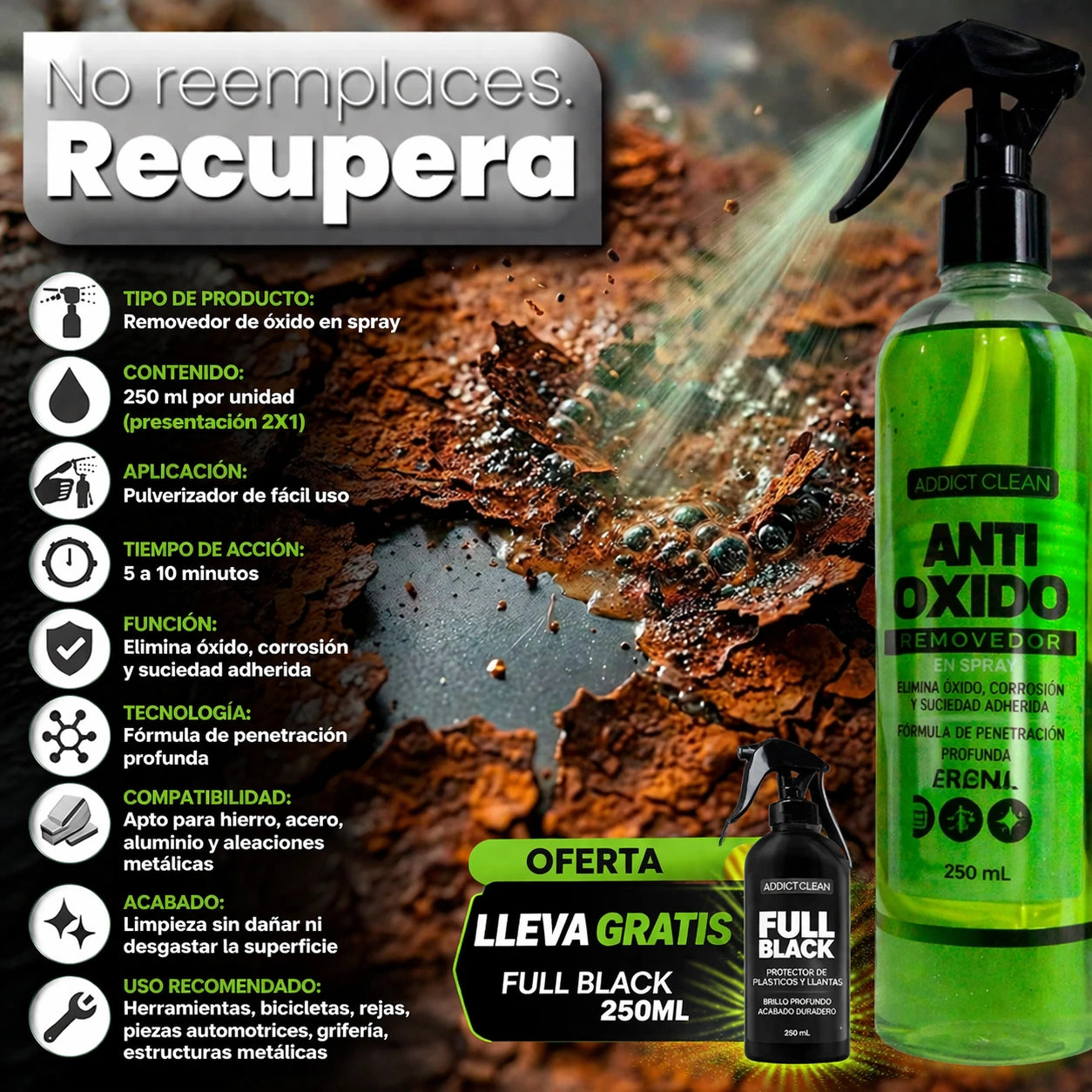 ANTIÓXIDO RUSTWAY PLUS® 250ML (PAGUE 1 LLEVA 2) + ENVIÓ GRATIS + OBSEQUIO