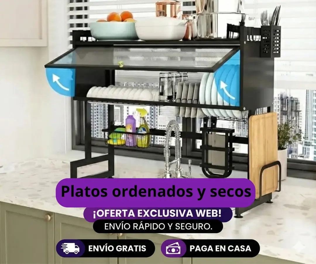 Platera Escurridor DrySpace Rack + Gratis Guía Pro de cocina ordenada