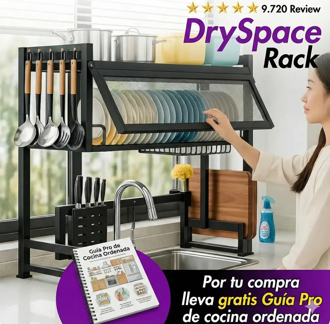 Platera Escurridor DrySpace Rack + Gratis Guía Pro de cocina ordenada