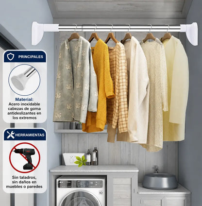 SmartRack™- Barra Extensible de acero inoxidable, estante sin taladrar