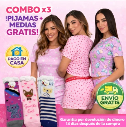 Pack Encanto Nocturno (Pijamas X3 + Medias GRATIS)