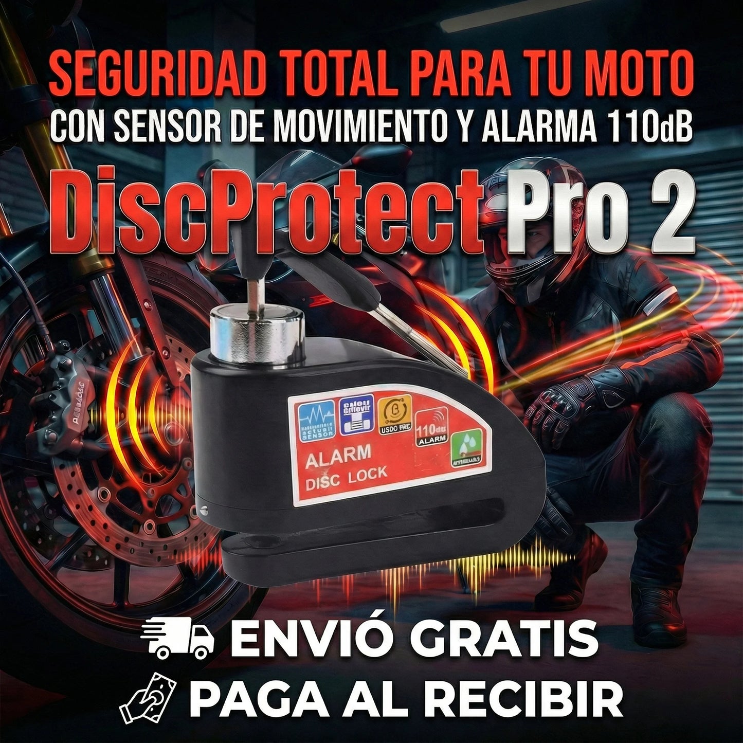 DiscProtect Pro – Candado + Alarma